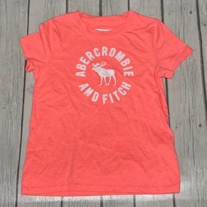 Abercrombie kids, hot coral T-shirt with white logo